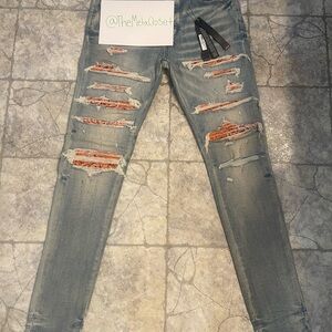 🔥 Amiri Orange Bandana Thrasher Jeans 🔥